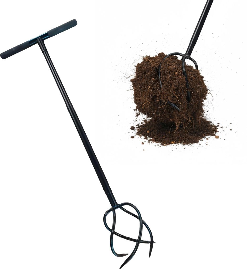 Relaxdays : griffe de jardin avec manche, 4 dents, poignées Image du produit 