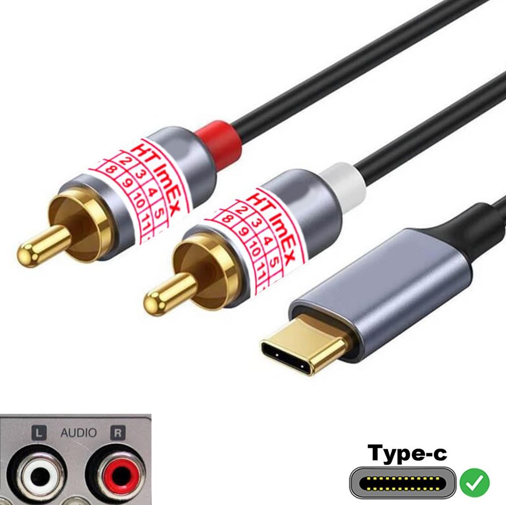 USB-C auf Cinch Audio Kabel Type C auf 2x RCA Stereo Adapter kompatibel mit iPad (10th gen), iPad mini (6th gen)