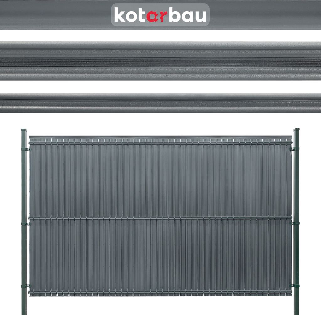 KOTARBAU Sichtschutz für vertikale Paneele 173 x 250 cm Dunkelbgrau PVC Zaunlatten für Paneele Sichtschutzzaun Schichtschutzleisten für Zaunpa...