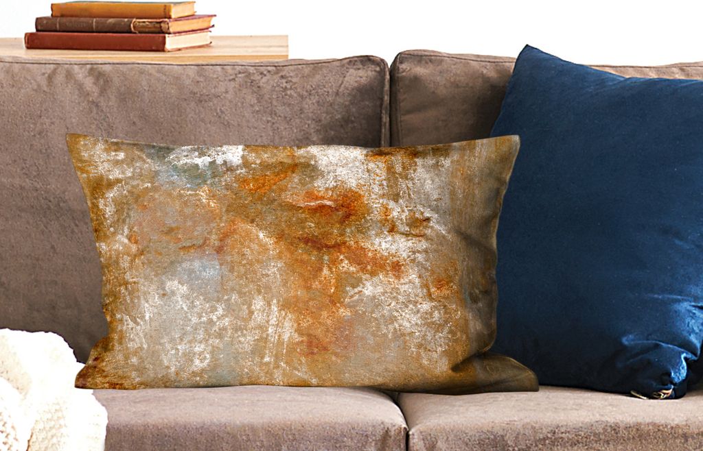 MuchoWow Zierkissen Sofakissen Wohnzimmer Dekokissen 60x40 cm Gold - Rost - Abstrakt - Kopfkissen - Polster mit Foto