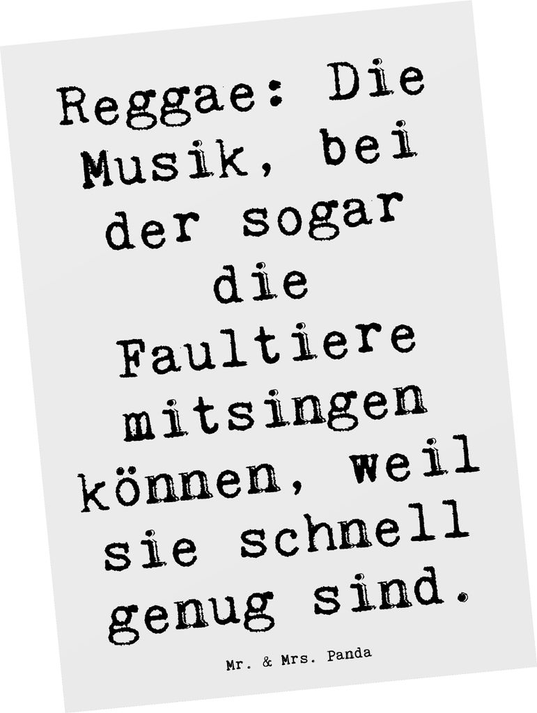Mr. & Mrs. Panda Postkarte Spruch Reggae Freude - Weiß - Geschenk, Hip-Hop, einzelkarte, entspannen, kulturelle Verbindung, Mustikstil, Grußkarte...
