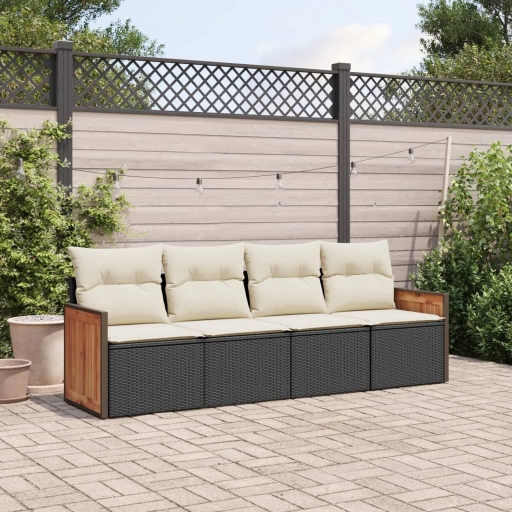 Maison Exclusive - 4-tlg. Garten-Sofagarnitur mit Kissen Schwarz Poly Rattan