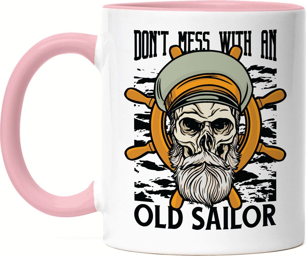Don't mess with an old Sailor Tasse Rosa Segler Geschenk Papa Vater Segelboot Katamaran