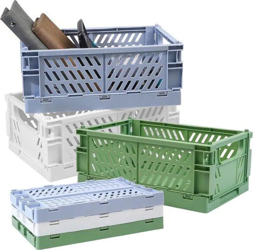 Bac de rangement pliable et résistant - Lot de 3 caisses empilables PVC