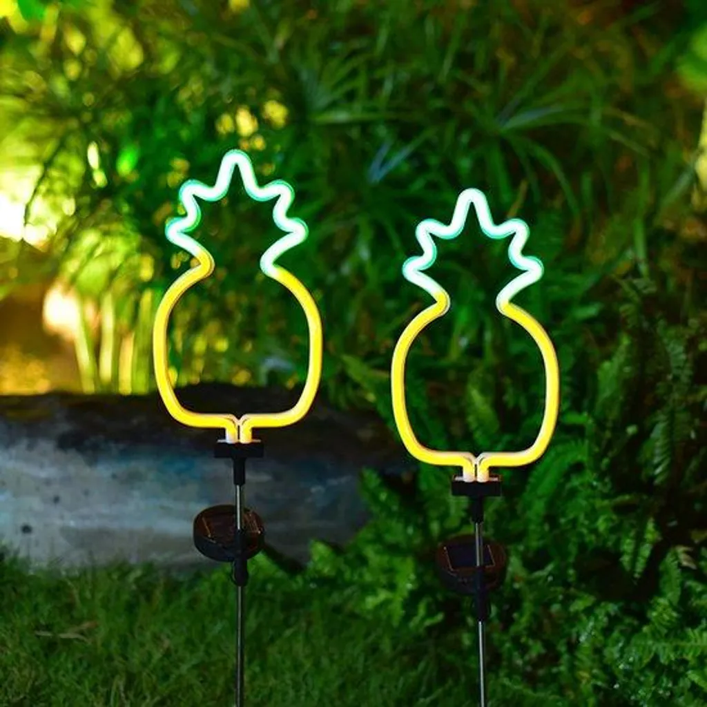 Lampe Solaire Ananas Néon Étanche IP44 : Décoration Lumineuse pour Allée