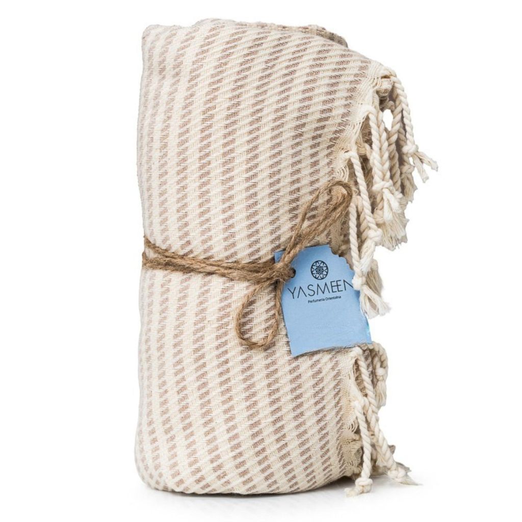 Badetuch 92 x 152 cm – 100% Baumwolle – 430 g/m² – Saunatuch – Strandtuch – Pestemal Hamamtuch - schnelltrocknend und leicht (Beige, 92x...