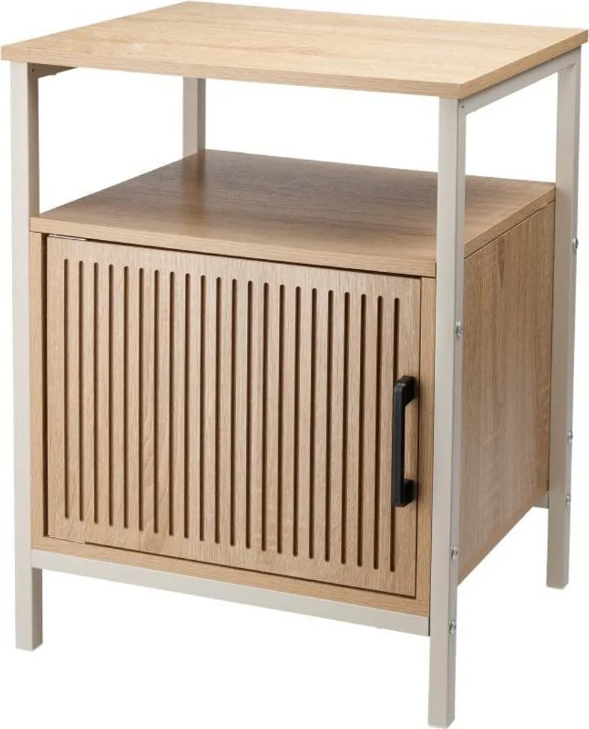 Cabinet avec étagère Table de nuit 43x33x55 cm en bois blanc élégant