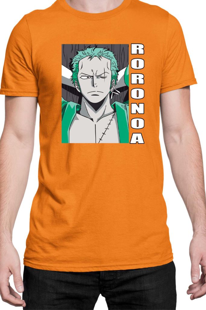 Herren T-Shirt Japan Manga Anime Comics Animation One Manga Piece Anime Zoro Sword Master, Man M / Orange