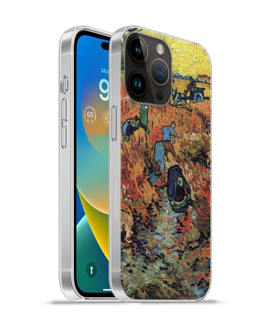 MuchoWow Handyhülle Schutzhülle Hülle für Apple iPhone 14 Pro Max Der rote Weinberg - Vincent van Gogh Silikon Softcase Handy Hülle - Hardcover