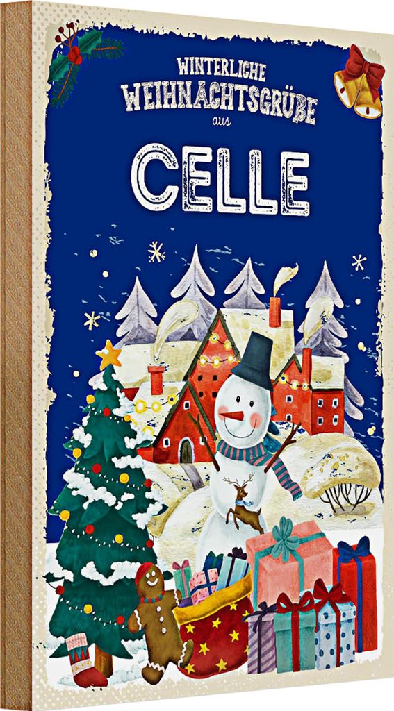 Holzschild Weihnachtsgrüße CELLE Fest 20x30cm