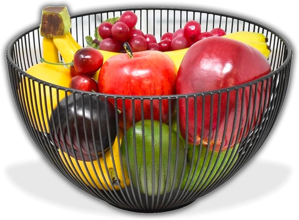 Schwarzer Tisch-Obstkorb aus Metall, elegantes Design für Zitrusfrüchte, Nüsse und Tischdekorationen