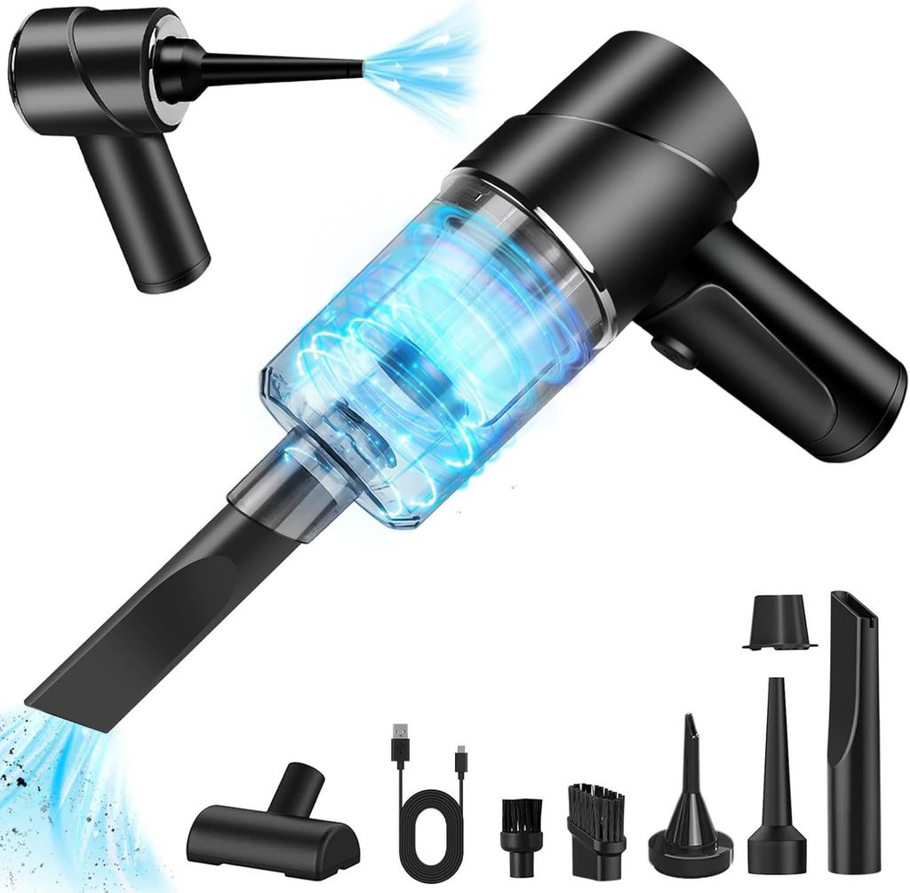 Handstaubsauger, kabelloser Mini-Autostaubsauger, Haartrockner und Vakuumpumpe, 7-in-1, 120 W Akku, Handstaubsauger, multifunktional, für Auto