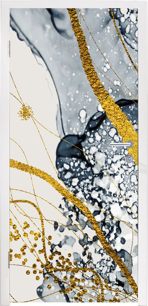 MuchoWow Türtapete Selbstklebende Türfolie Abstrakt - Gold - Natur - Kunst 75x205 cm Türposter Türaufkleber Klebefolie Türklebefolie - XXL-A...