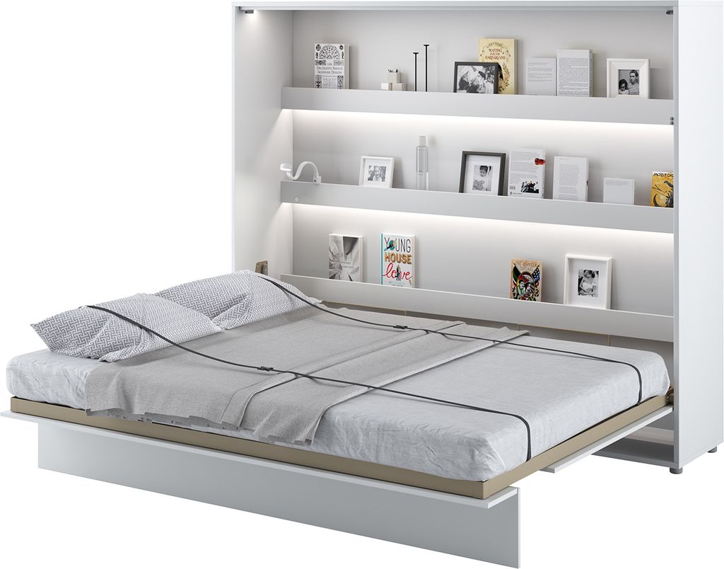 MEBLINI Schrankbett Bed Concept - Wandbett mit Lattenrost - Klappbett mit Schrank - Wandklappbett - Murphy Bed - Bettschrank - BC-14 - 160x200cm Ho...