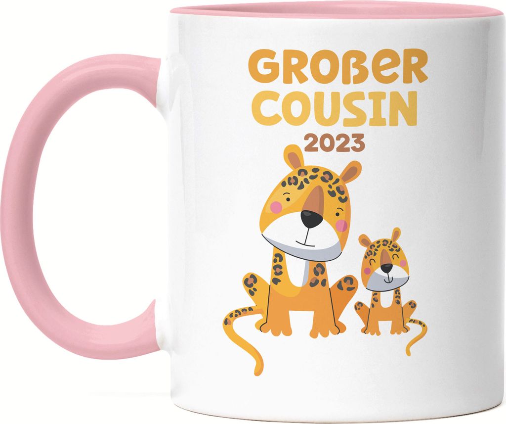 Großer Cousin 2023 Tasse Rosa Löwen Cousin Familien Love Liebe Geborgenheit Beschützer Cousins Zusammenhalt