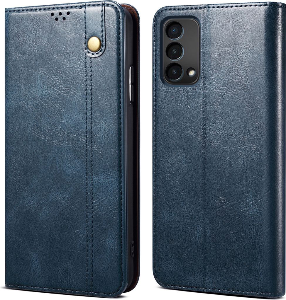 OnePlus Nord N200 5G Hülle, Leder Flip Brieftasche Schutzhülle für OnePlus Nord N200 5G Blau