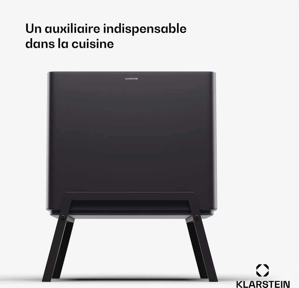 Poubelle de Cuisine Tri Sélectif 3 Bacs 40L Inox Noir Filtre Charbon