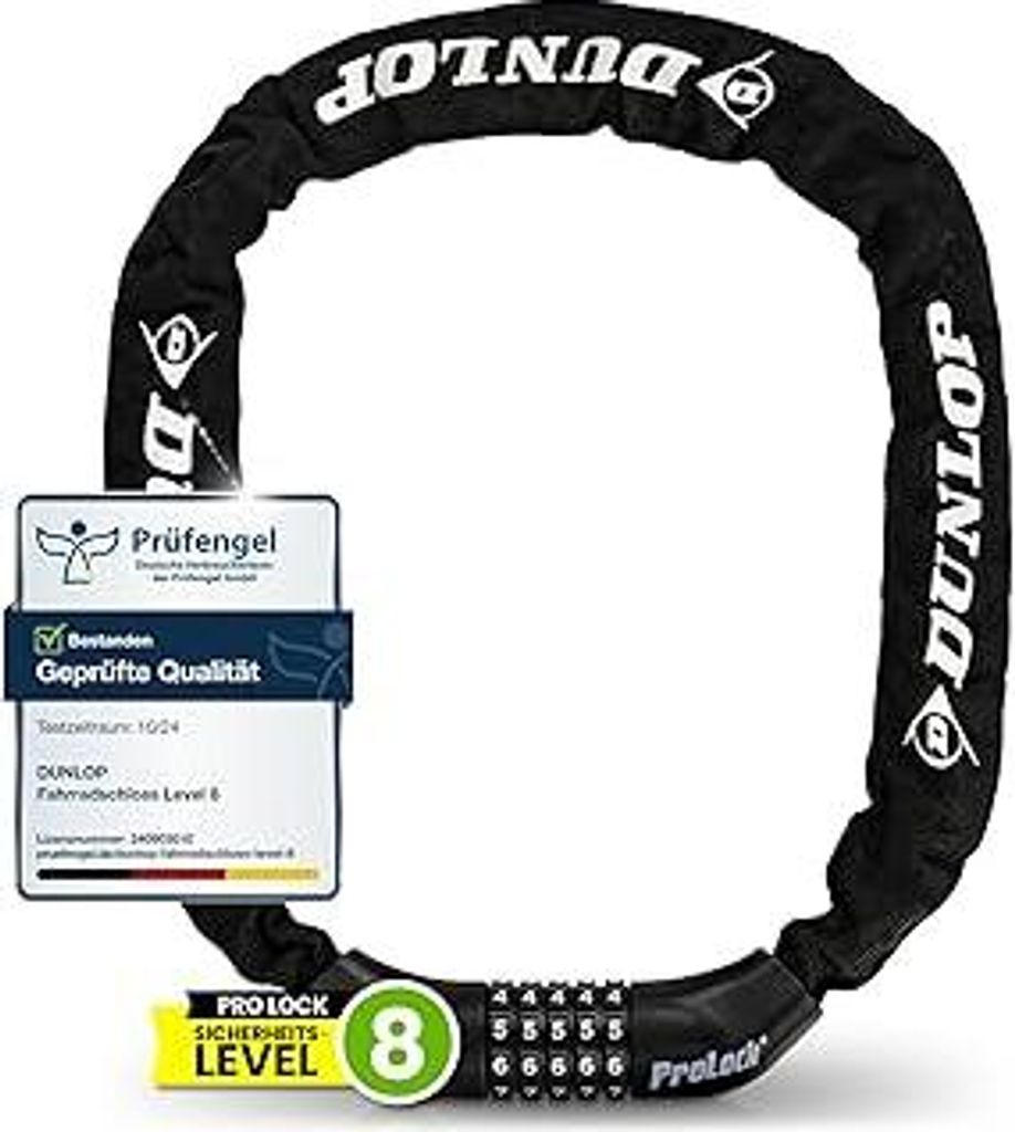 Dunlop Fahrradschloss Zahlenschloss Fahrrad Schloss - Hohe Sicherheit Level 8-100 cm Fahrräder Schloß mit 5er Zahlencode - Kette für E Bike Scoo...