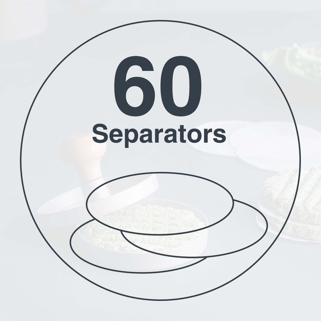 R60258A – 60 runde Antihaft-Backpapierbögen für den Backofen, ideal für Hamburger, 100 % biologisch abbaubar, ofenfest, Ø 11 cm, weiß