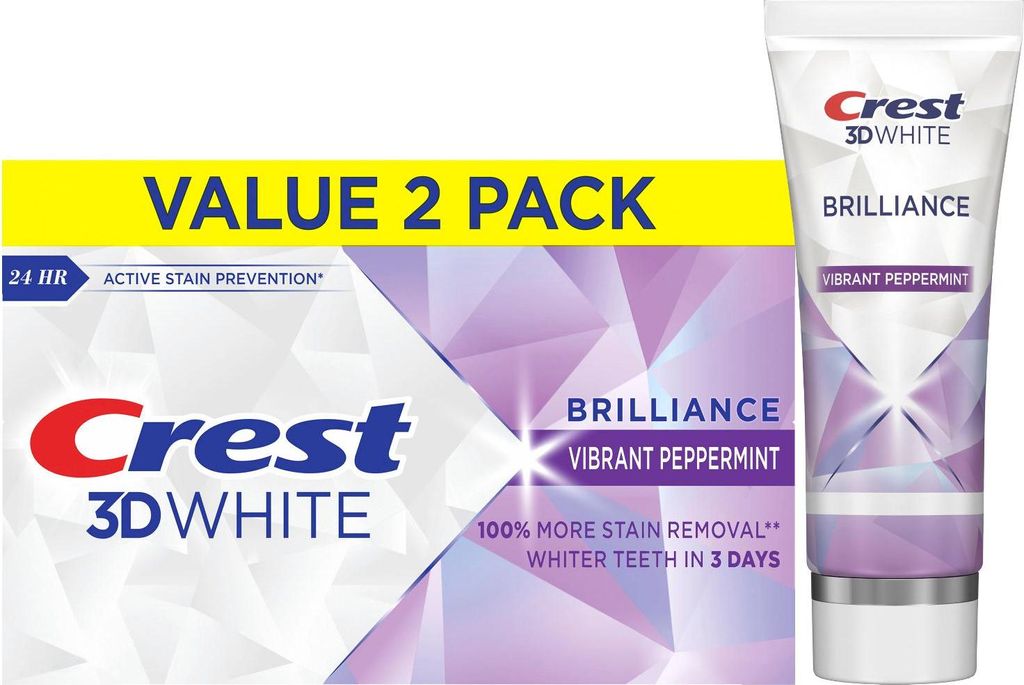 Crest 3D White Brilliance Vibrant Pfefferminz-Zahnpasta, 130 g, 2er-Pack