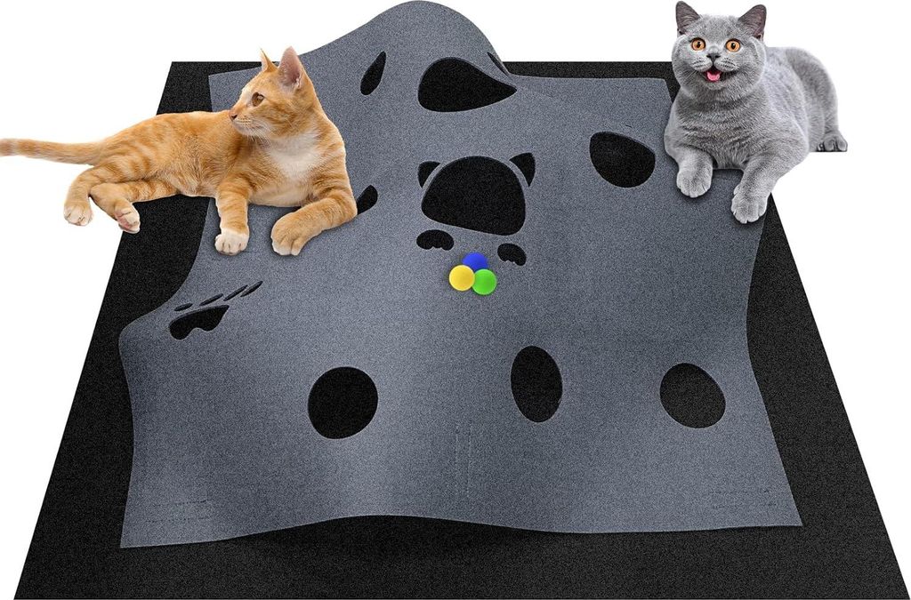 Filztunnel und Krabmatte für Katzen - 100 x 100 cm - Spieltunnel und Liegefläche