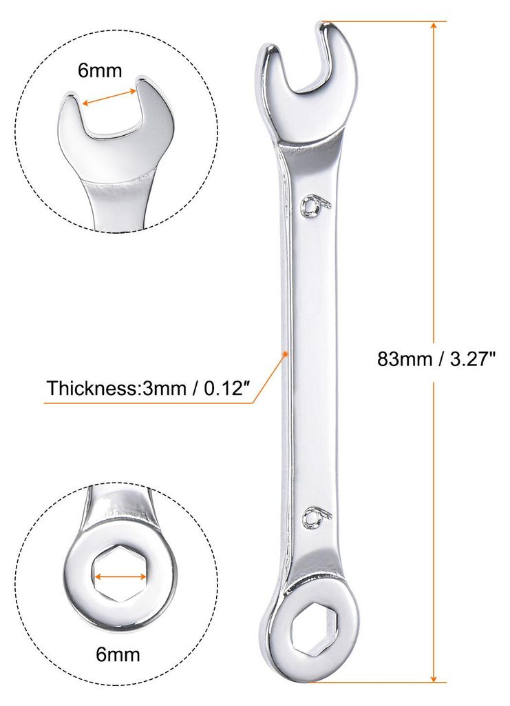 Dš¹nn Ring Maulschlš¹ssel mit Offset 6-Punkt Ende und Abgewinkelt Offen 6mm