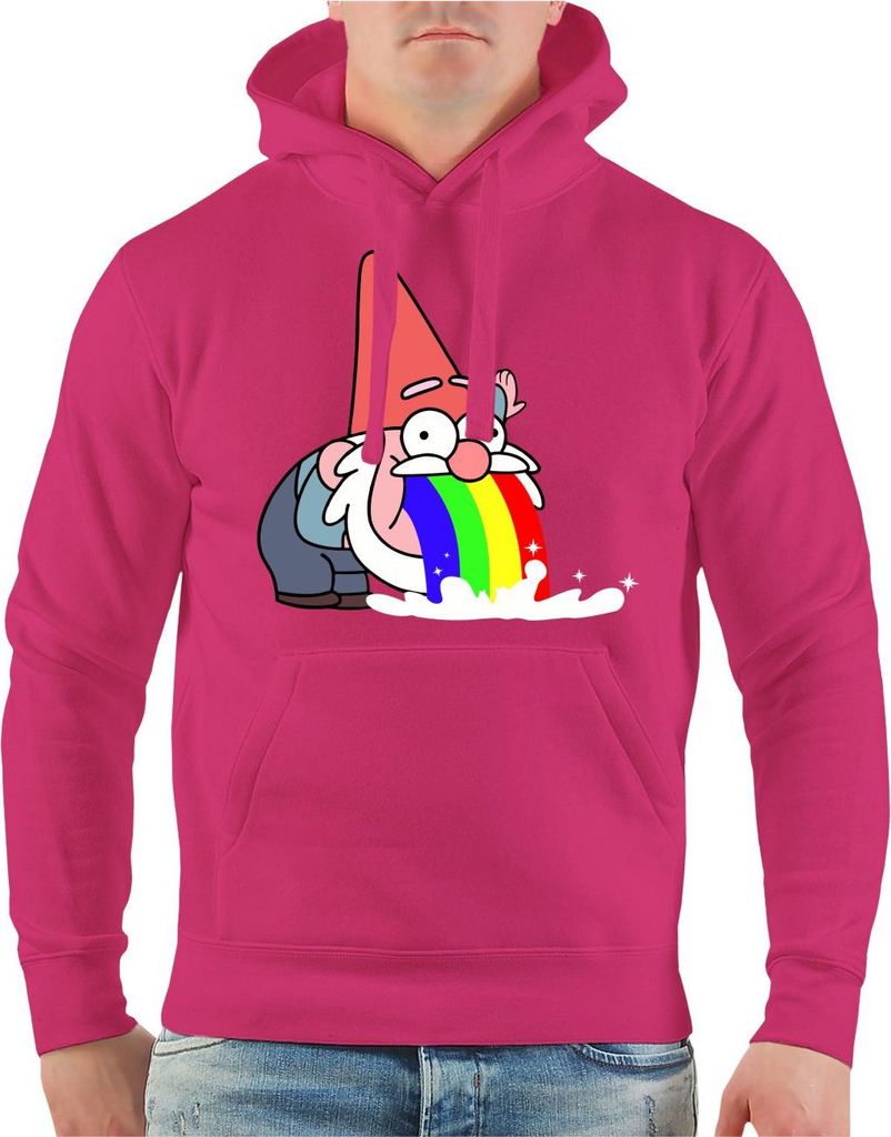 Herren Kapuzenpullover Party Fun Motiv Kotzender Zwerg