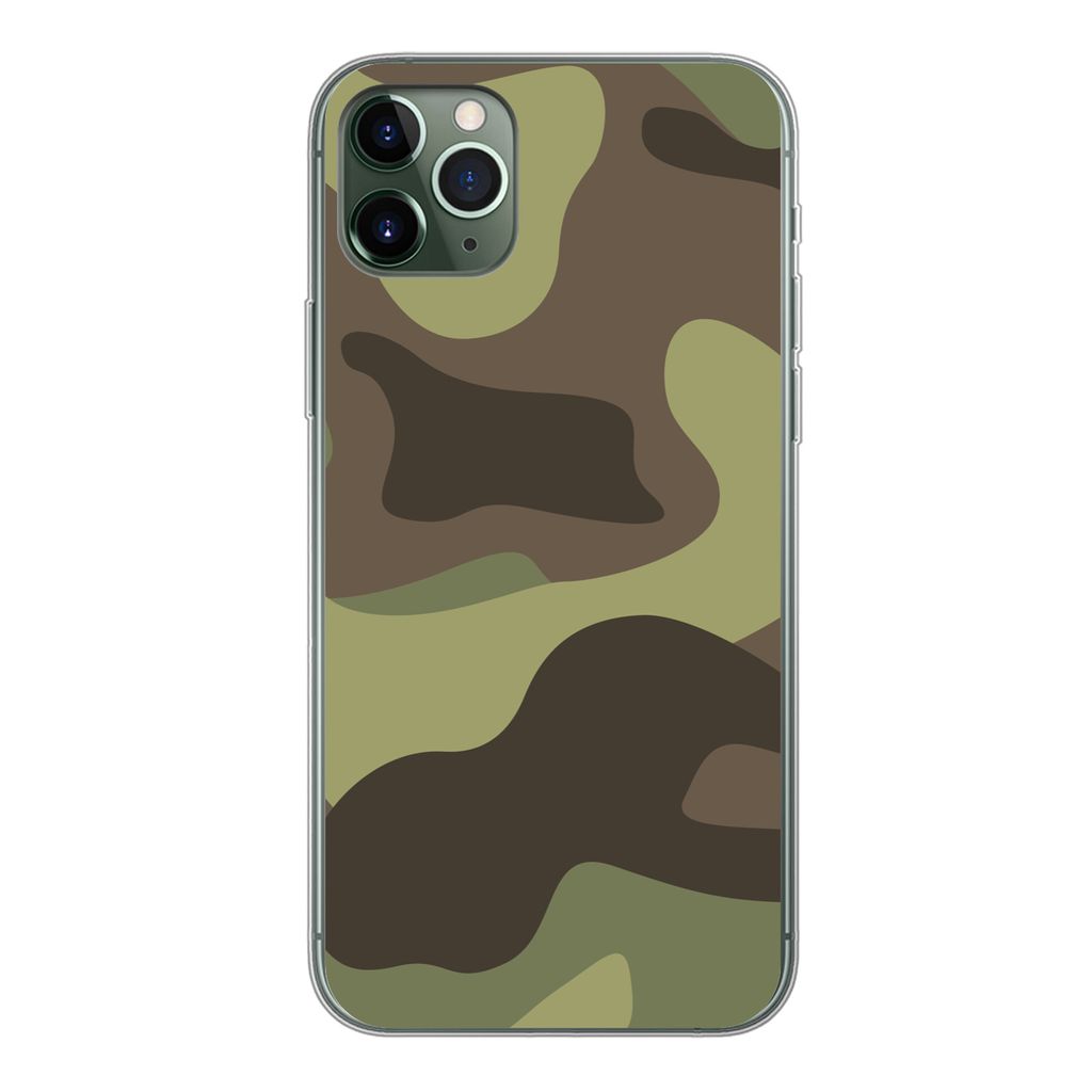 MuchoWow Handyhülle Schutzhülle Hülle für iPhone 11 Pro Max Illustration eines Tarnmusters Silikon Softcase Handy Hülle - Schutz