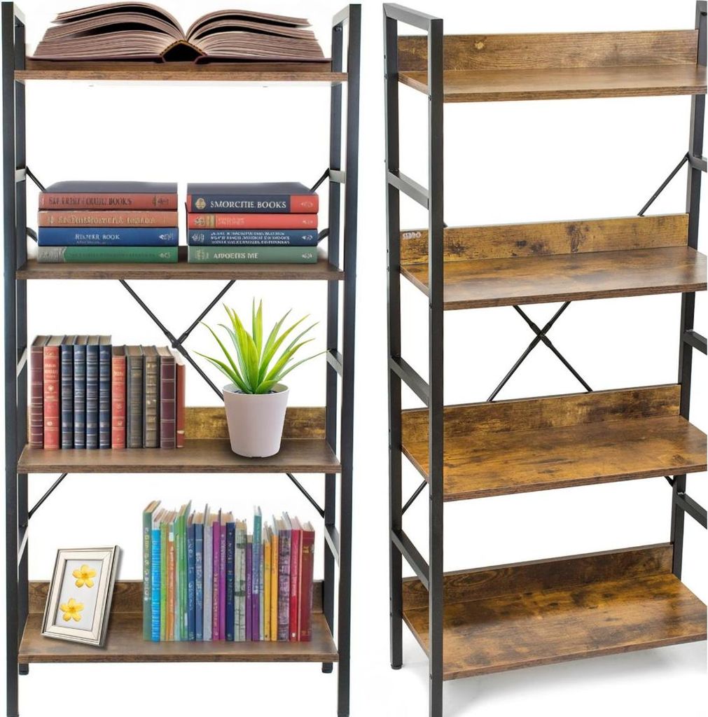 Metall Holz geschraubtes Regal für Bücher, Spielzeug, Schuhe, schwarz braun Loft