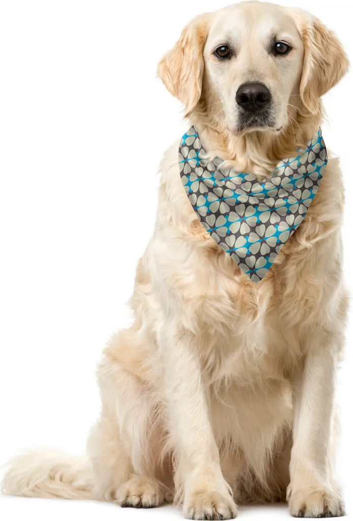 ABAKUHAUS Bandana Cani Fiori e Diamanti 40x40cm - Beige e Azzurro