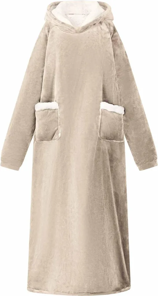 Pull couverture Beige L Fleece - Idéal Télétravail et Soirées Canapé