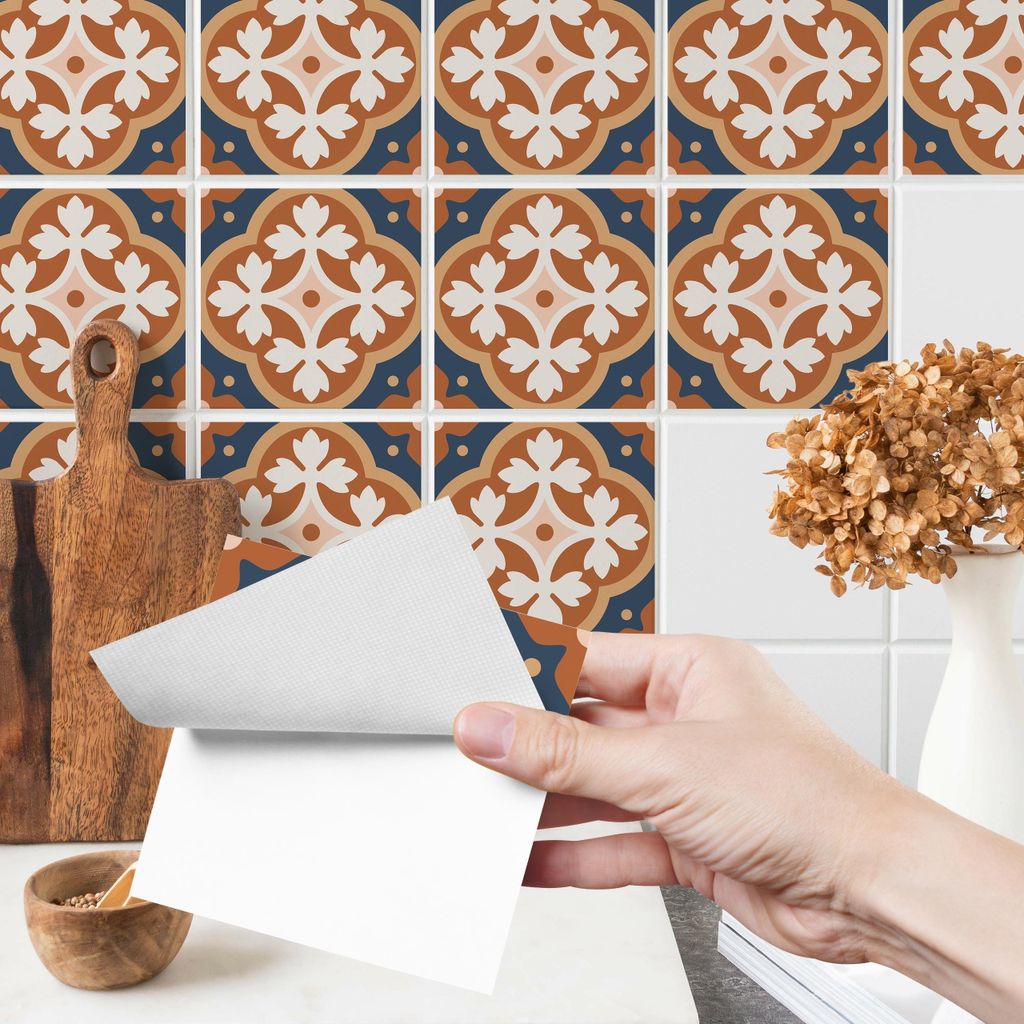 Fliesenaufkleber Klebefliesen Selbstklebende Fliesen für Küche Bad Möbel Schrank Wand Mosaikfliesen Küchenruckwand Bunte Ornamente Motiv Br. 90...