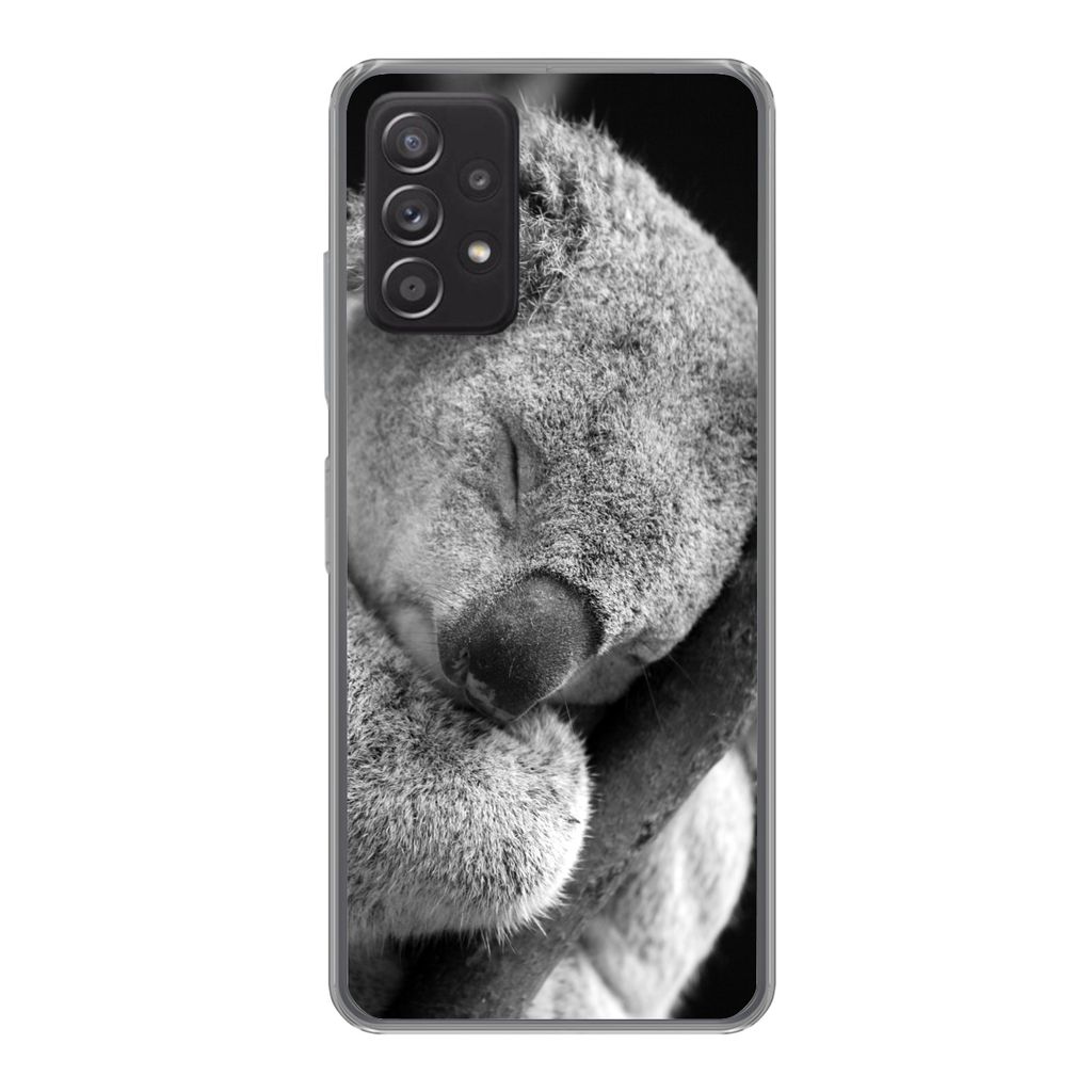 MuchoWow Handyhülle Schutzhülle Hülle für Samsung Galaxy A33 5G Schlafender Koala auf schwarzem Hintergrund Silikon Softcase Handy Hülle - K...