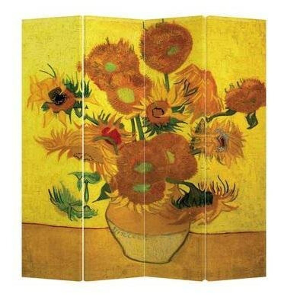 Fine Asianliving Paravent Raumteiler Spanische Wand Trennwand Room Divider Raumtrenner L160xH180cm Bedruckte Canvas Sichtschutz Leinwand Doppelseit...