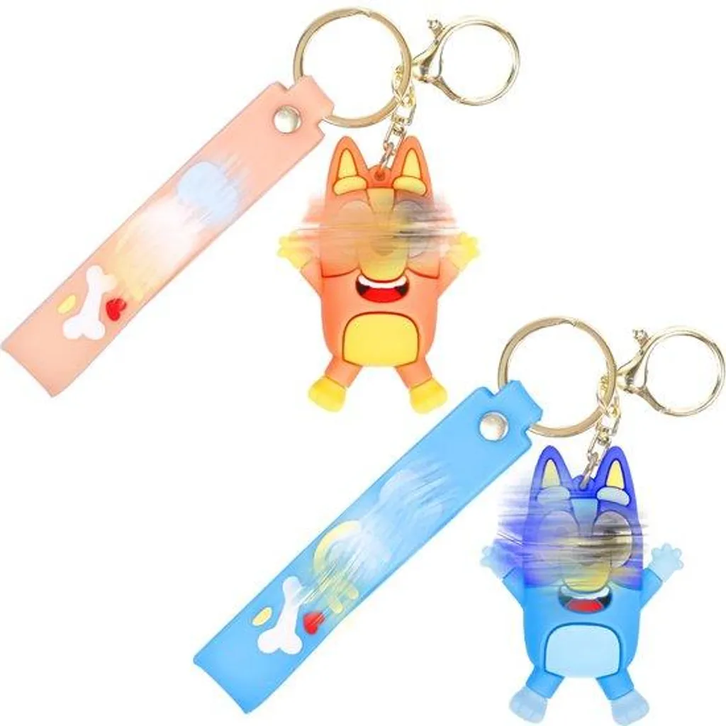 Porte-clef canin bicolore orange bleu avec mousqueton souple pour enfant