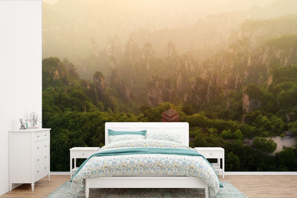 MuchoWow Fototapete für Wohnzimmer oder Schlafzimmer Wandtapete Vinyl Motivtapete Zhangjiajie-Nationalpark - 330x220 cm - Fototapeten