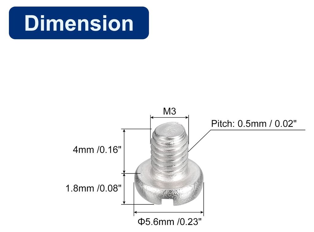 50 Stk Edelstahlschrauben M3 x 4mm, 304 Maschinenschrauben Schrauben Set Schlossschrauben Holzschrauben Geschlitzt Antrieb Bindekopf Bolzen