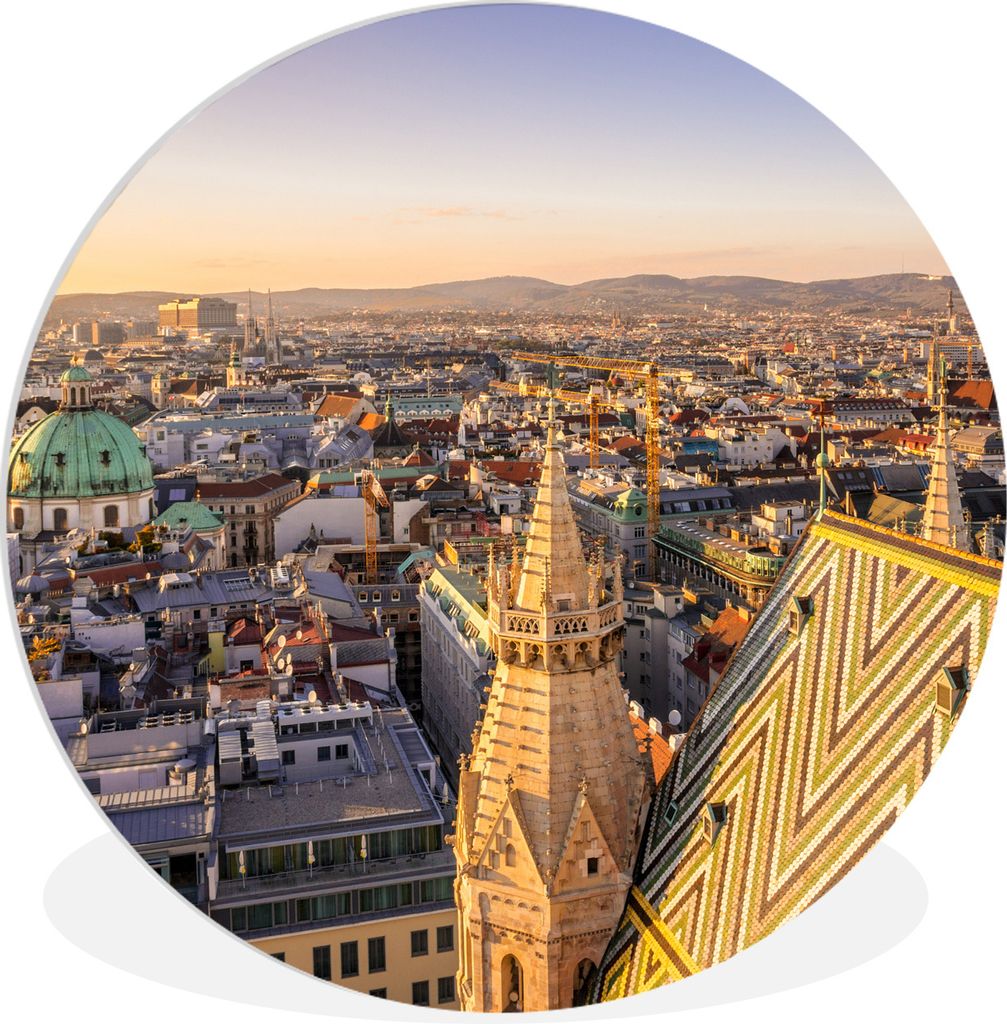 MuchoWow Rundes Wandbild - Runde Bilder Stadtbild von Wien in Österreich Ø 90 cm Kreis Wanddekoration Kunststoff - Wandkreis - Wandschmuck - Wa...