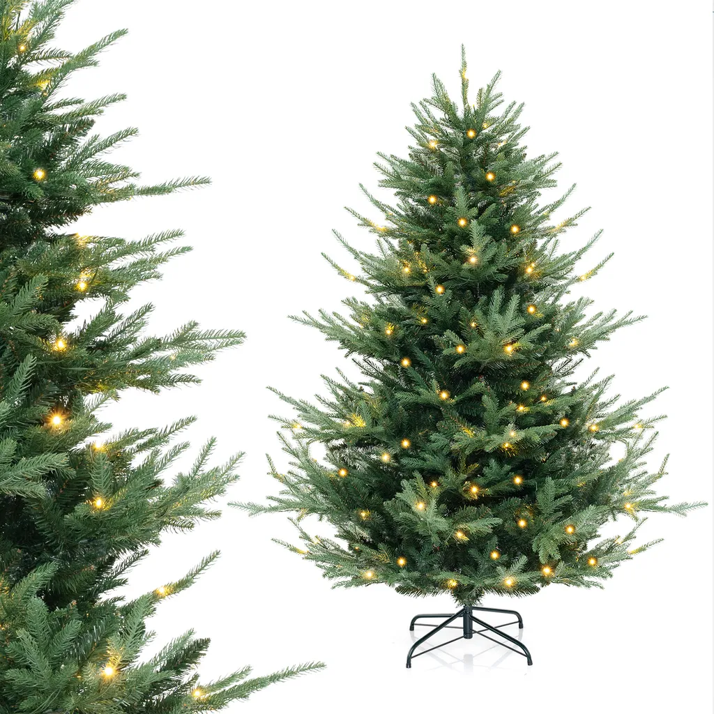 Arbre de Noël Lumineux 135 cm avec Branches Mixtes PE/PVC Très Dense