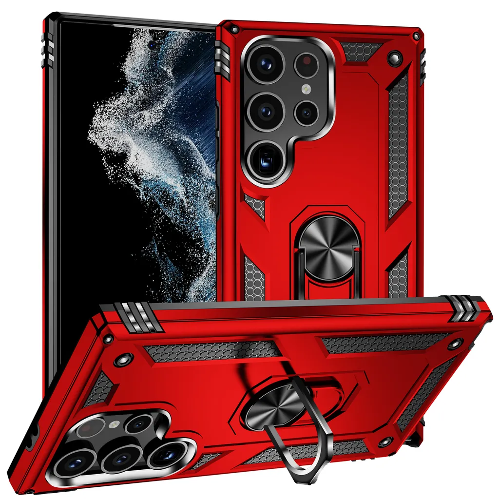 Cover Rugged S24 Ultra Rossa: Protezione Militare e Ring Holder