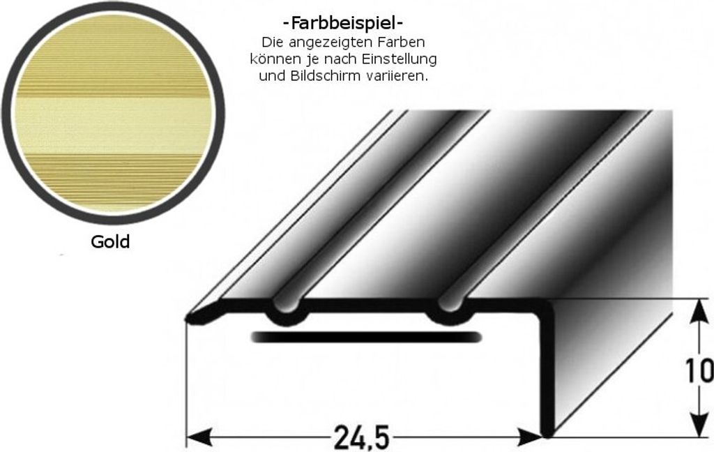 Winkelprofil "Salerno" / Winkelprofil 24,5 mm Typ: 88/89 (Aluminium eloxiert, gebohrt oder selbstklebend) -goldfarbig-1000-selbstklebend-10 mm