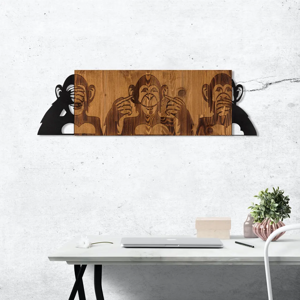 Décoration Murale Métal Noir Wallity 82x58 cm : Habillez vos Murs Vides