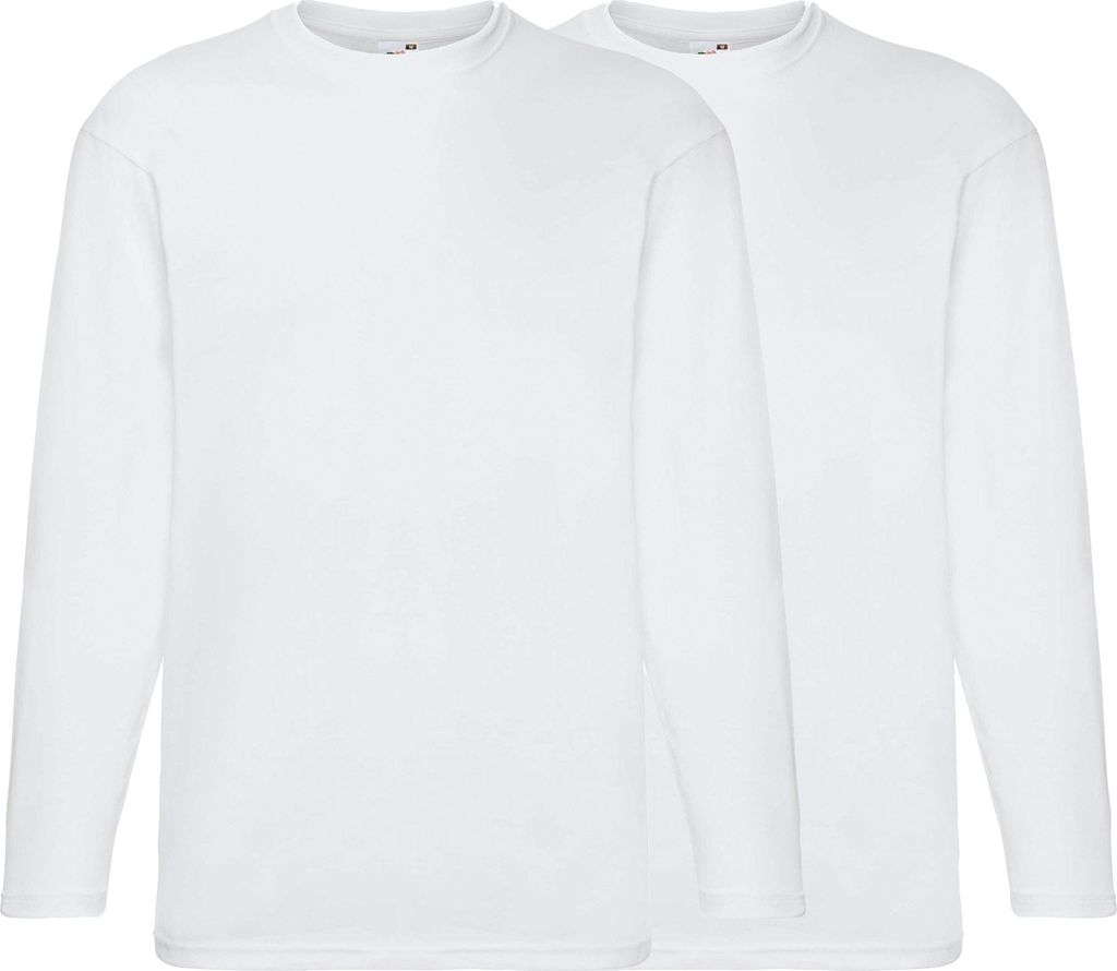 Fruit of the Loom Unisex-Langarmshirt 2er-Pack weiß L