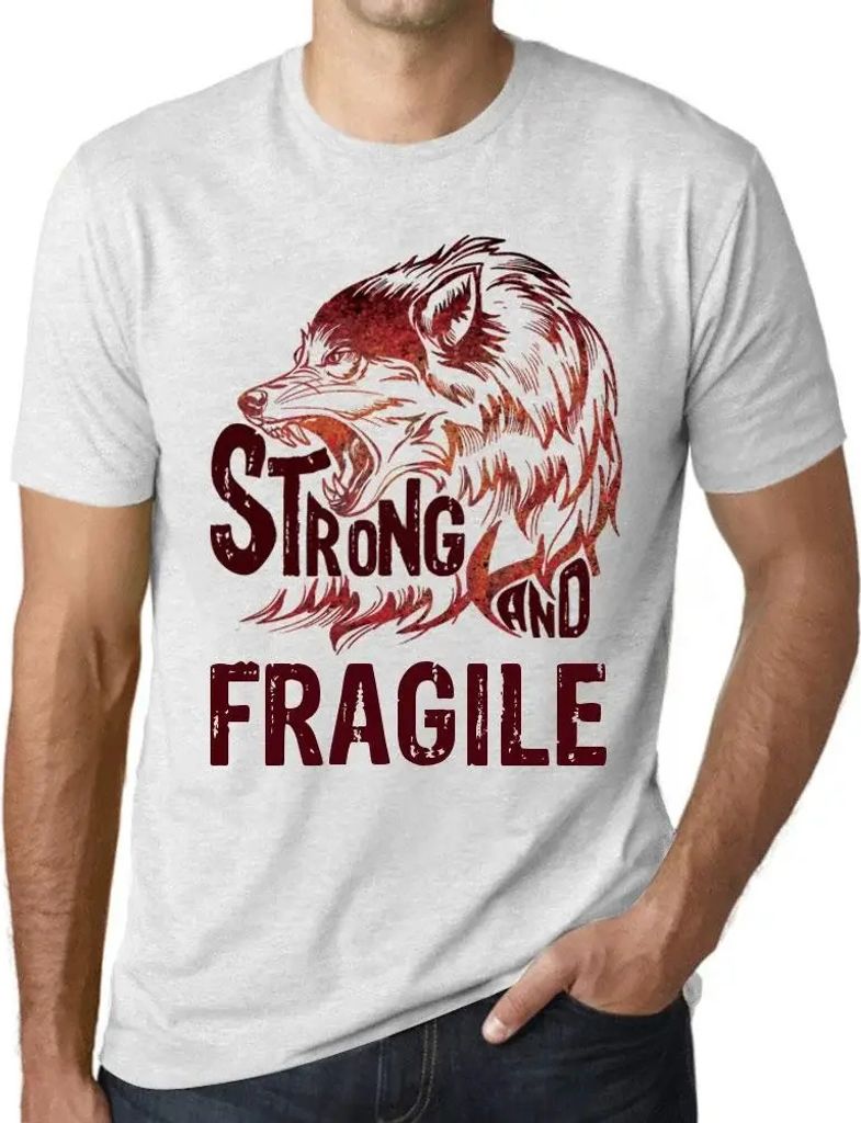Herren Grafik T-Shirt Starker Wolf und zerbrechlich – Strong Wolf And Fragile – Öko-Verantwortlich Vintage Jahrgang Kurzarm Lustige Druck Gebu...