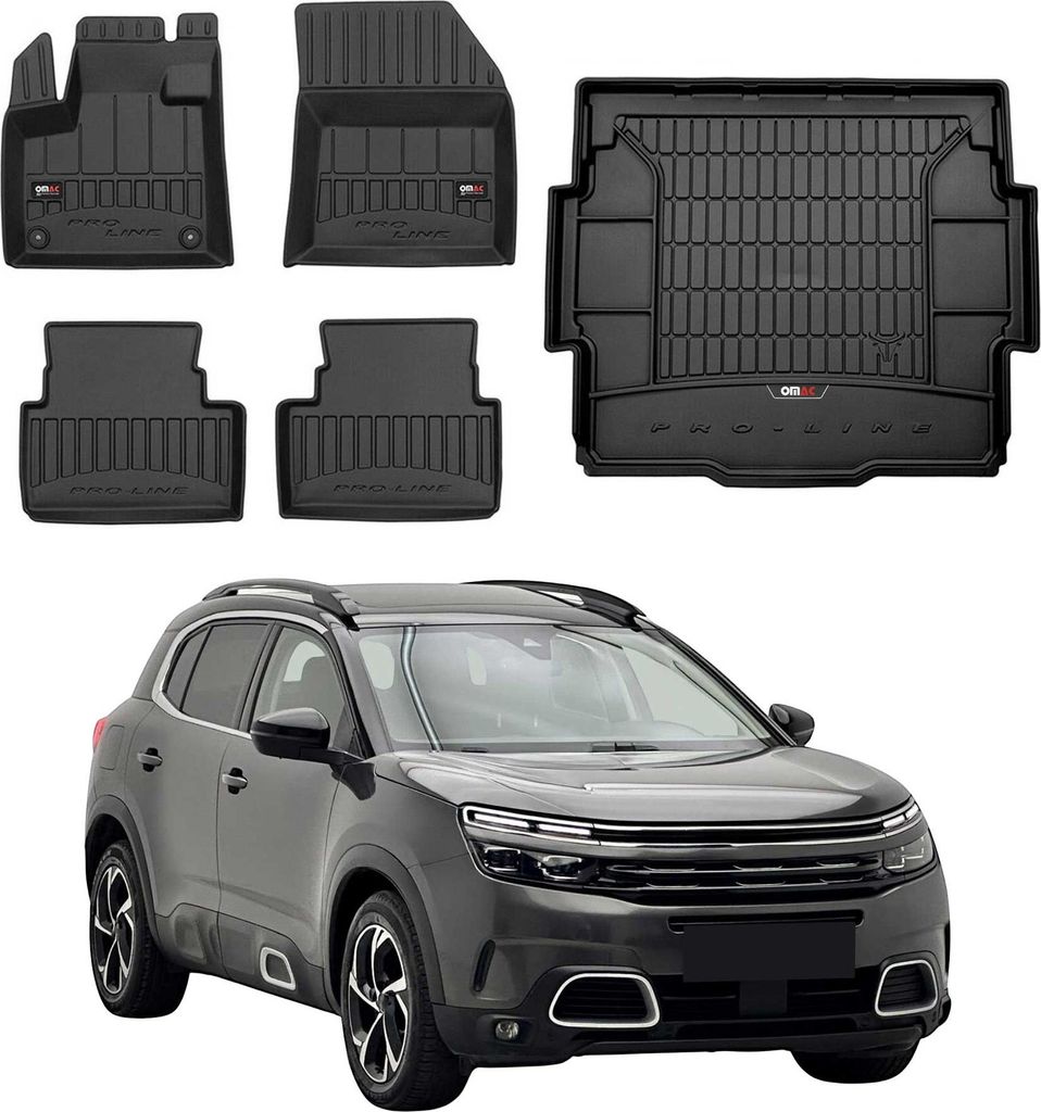 OMAC Fußmatten & Kofferraumwanne Set für Citroen C5 Aircross 2018-2025 Gummi 5x