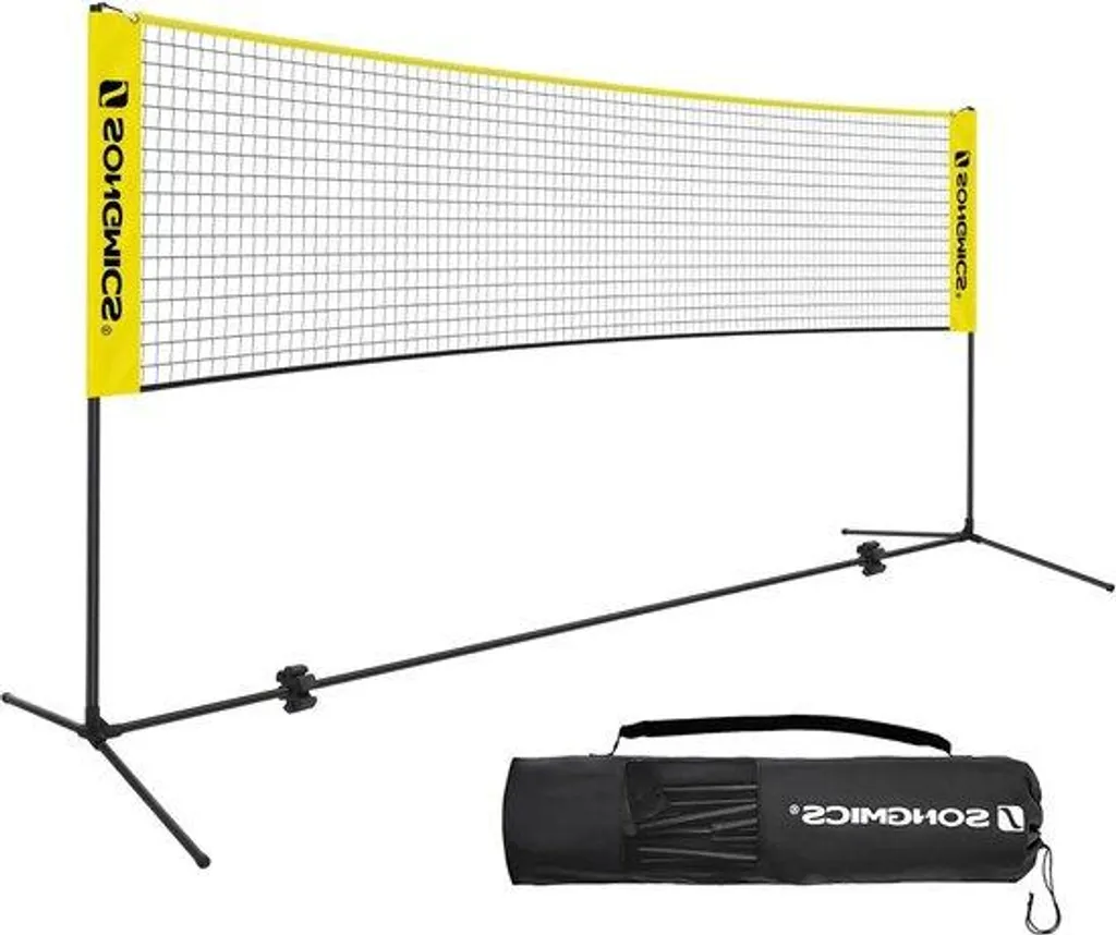 Filet de sport portable 5m pour badminton et tennis cadre noir solide