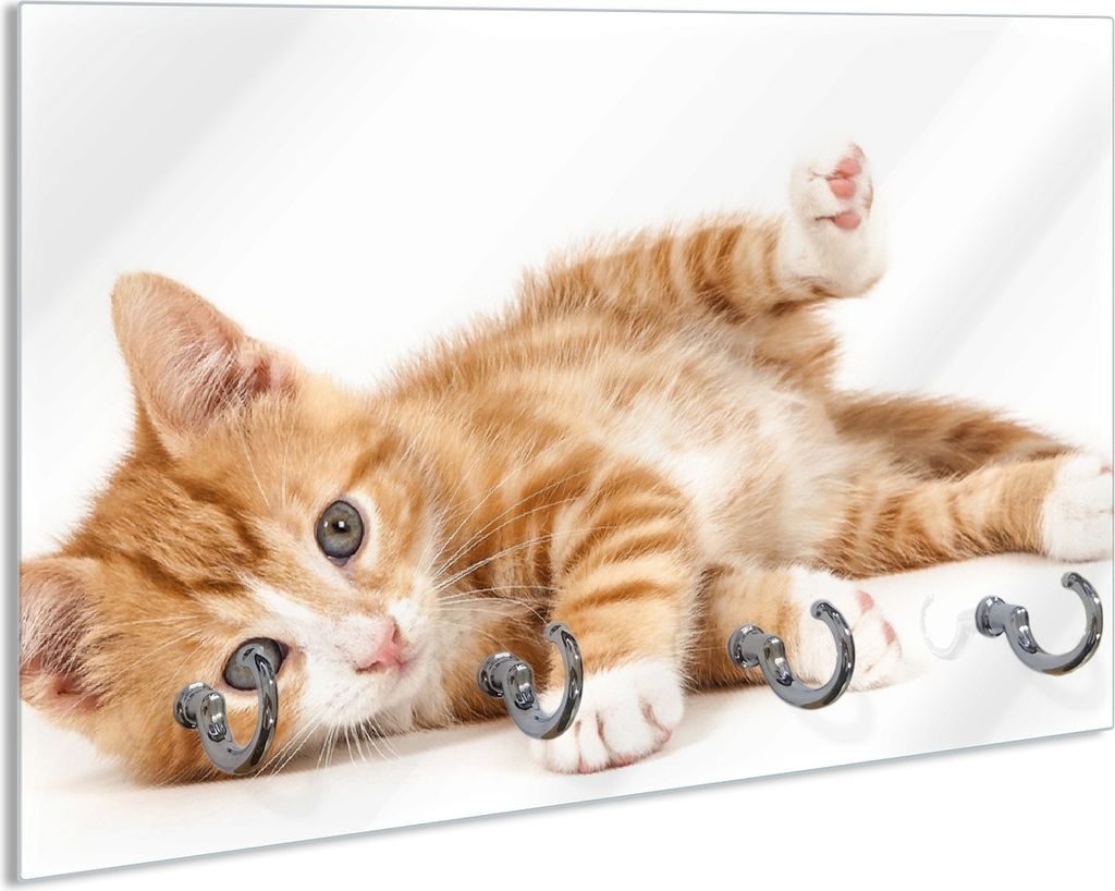 Wallario Schlüsselbrett aus Glas, Motiv: Süße Katze mit Produktbild 