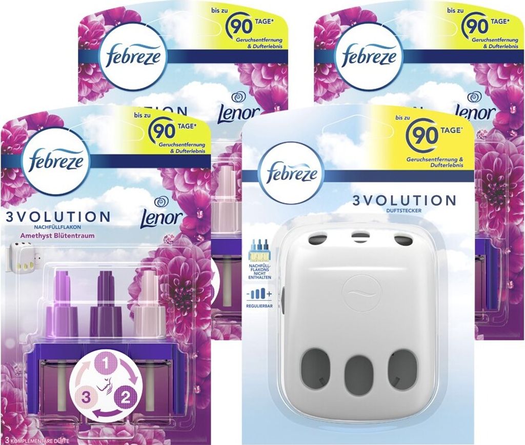 Febreze 3Volution Duftstecker + 3 Nachfüllflacons Amethyst Blütentraum 20ml