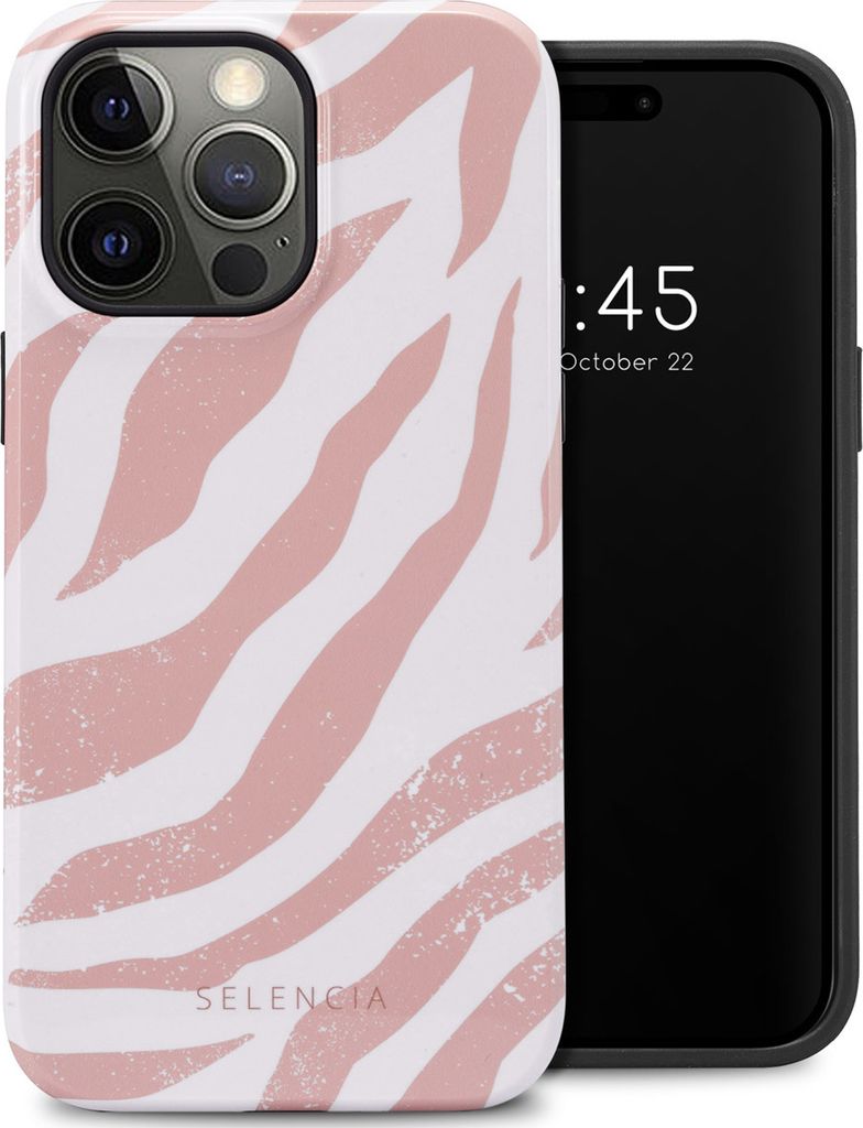 Selencia Vivid Back Cover iPhone 14 Pro Max - Colorful Zebra Old Pink