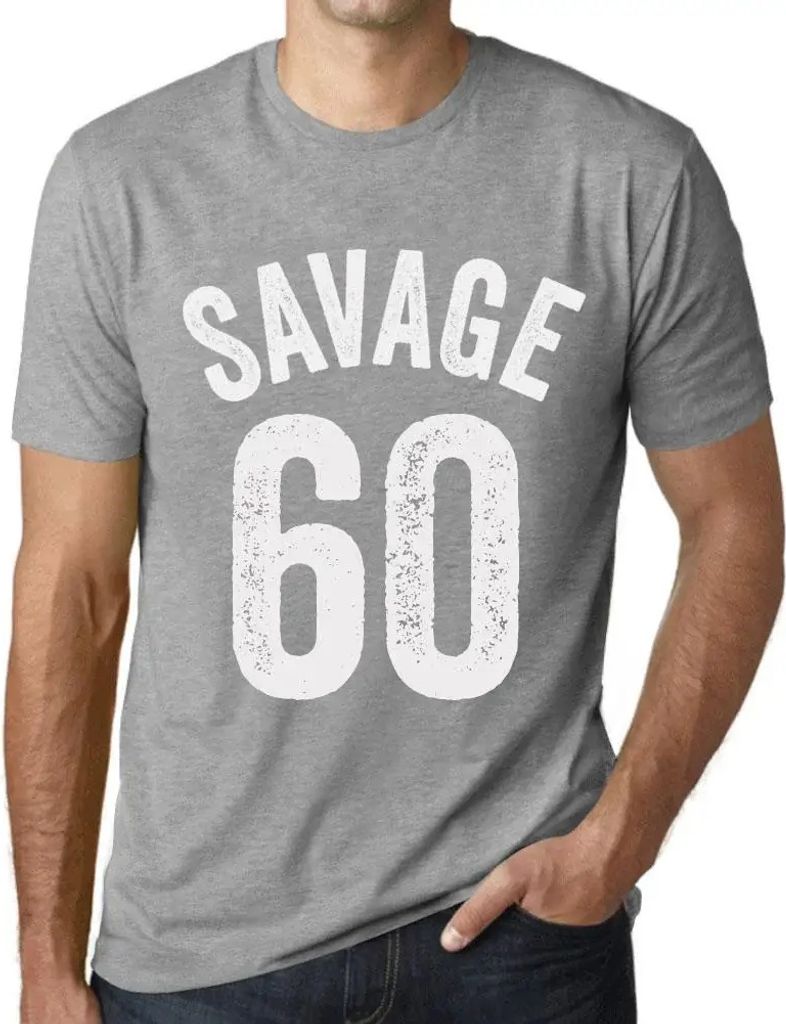 Herren Grafik T-Shirt Savage 60 Geschenk 60. Geburtstag Jahrestag 60 Jahre Jubiläum 60 Jährige Mann Jahrgang 1964 Kurzarm Lustige Druck